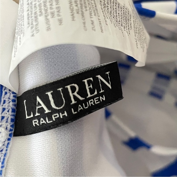 Lauren Ralph Lauren Port Stripe Blue Lace Up Grommet One Piece Swimsuit US 10 - Picture 5 of 7